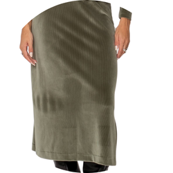 06 saia feminina midi veludo verde militar