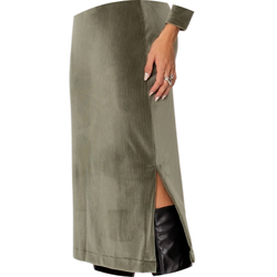 07 saia feminina midi veludo verde militar