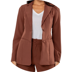 02 blazer feminino alfaiataria classico marrom