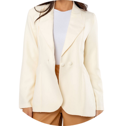 01 blazer feminino alfaiataria dois botoes areia