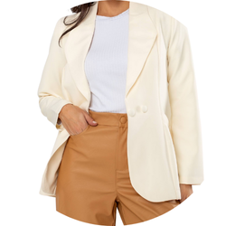 02 blazer feminino alfaiataria dois botoes areia