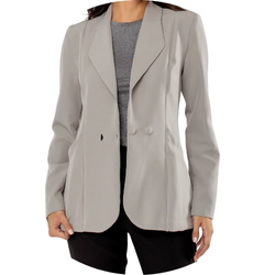 01 blazer feminino alfaiataria dois botoes cinza
