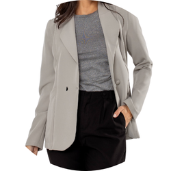 02 blazer feminino alfaiataria dois botoes cinza