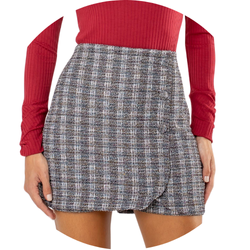 05 short saia feminina tweed preta