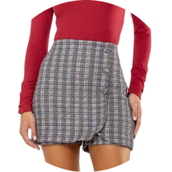 06 short saia feminina tweed preta