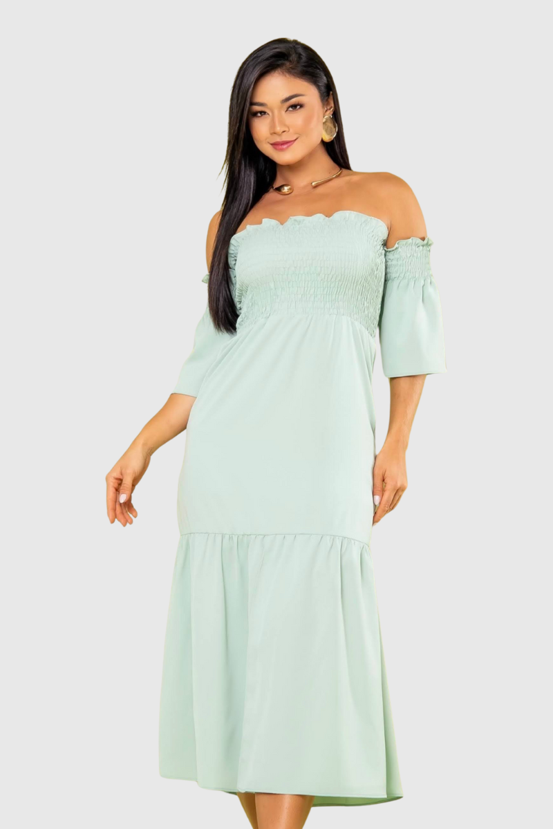 07 vestido feminino midi verde claro