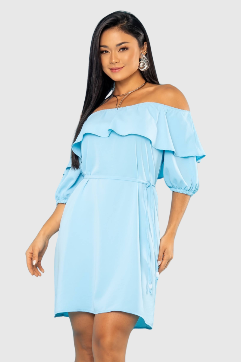 10 vestido feminino curto azul claro
