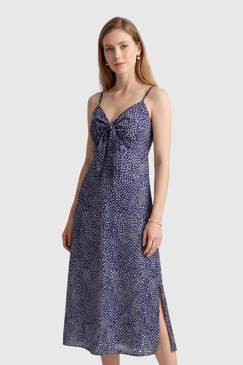 10 vestido feminino midi com laco poa preto