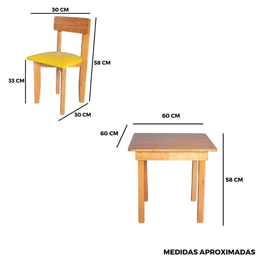 medidas conjunto infantil 2 cadeirinhas amarelo
