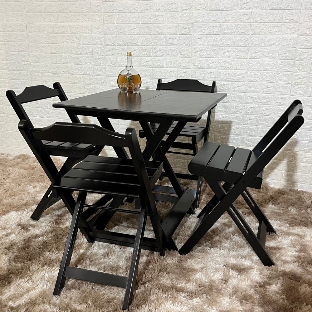conjunto dobravel 70x70 com 4 cadeiras preto 4