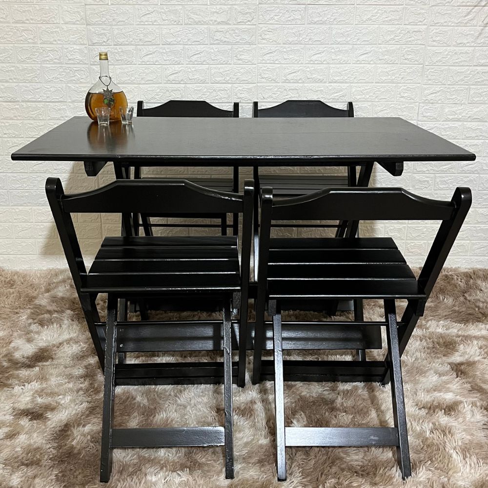 conjunto dobravel 120x70 4 cadeiras preto 4
