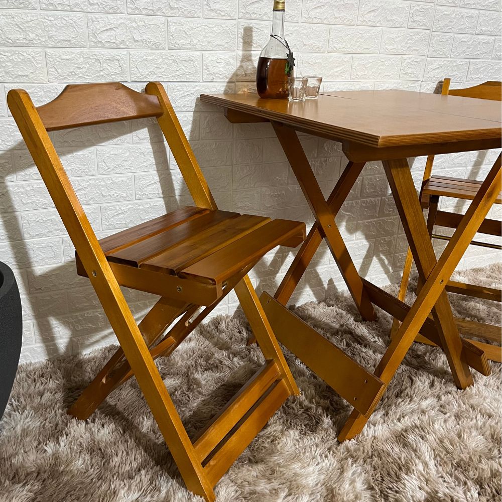 conjunto dobravel 70x70 com 2 cadeiras mel