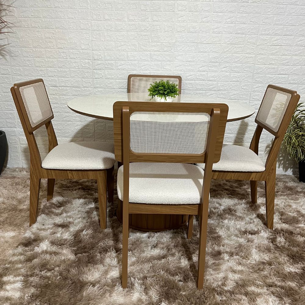 conjunto mesa redonda maior com 4 cadeiras telinha 6