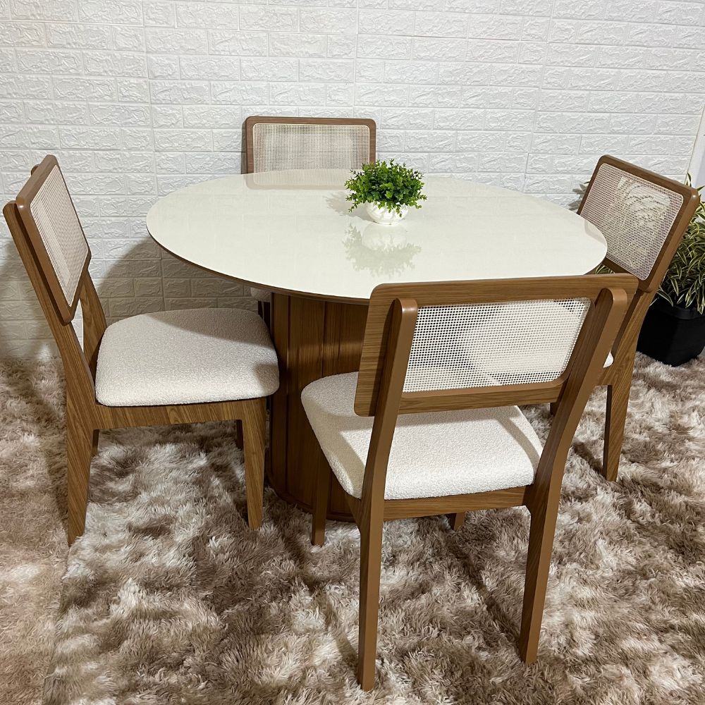 conjunto mesa redonda maior com 4 cadeiras telinha 4