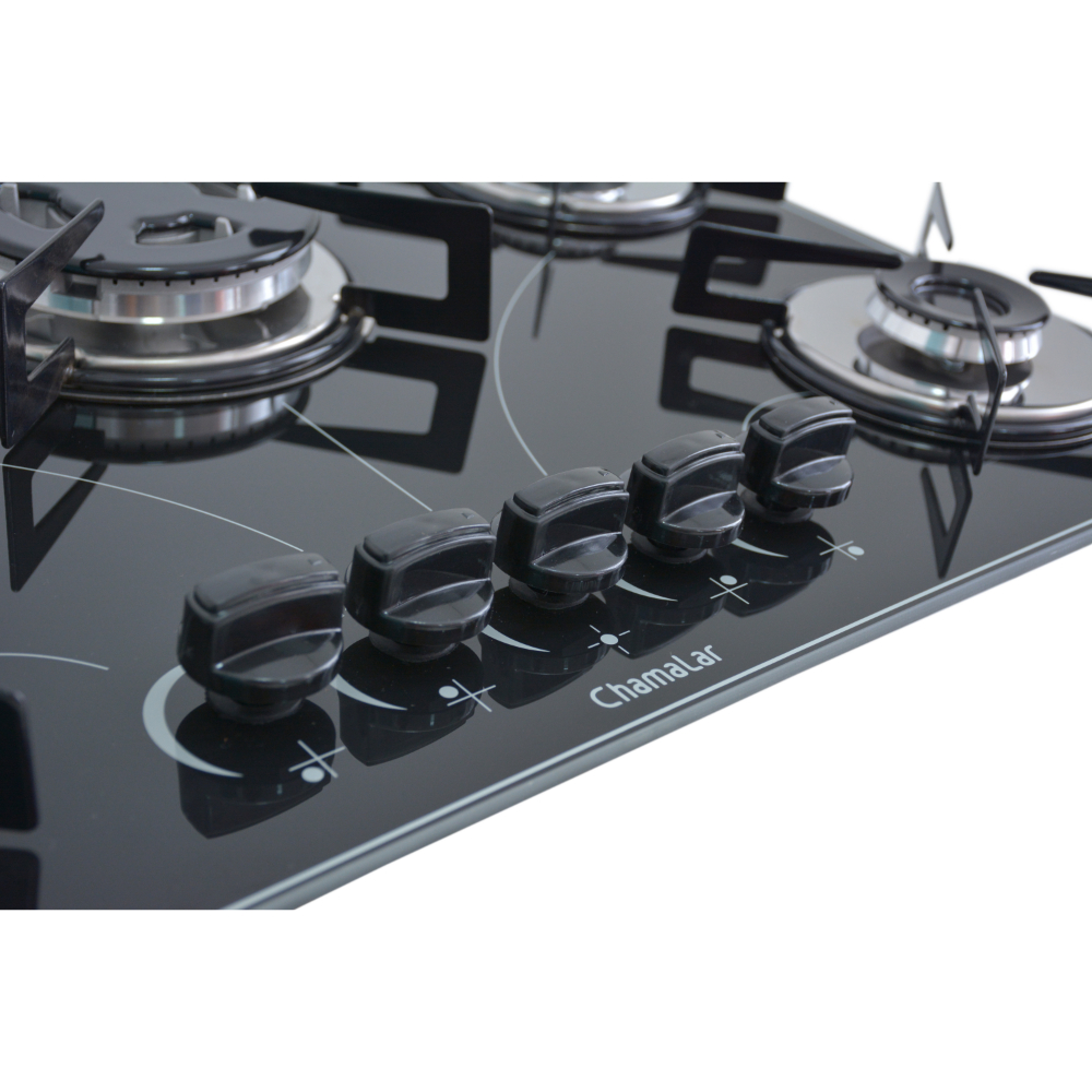 Cooktop 5 Bocas Tripla Chama Premium Chamalar Marmorizado Azul