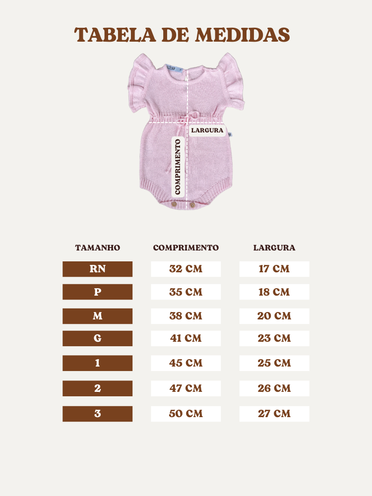 Romper Trico Manga Babado Rosa