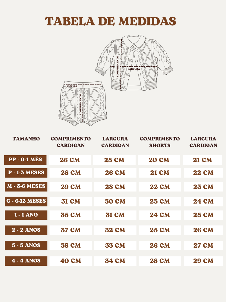 04 conjunto europeu trico cardigan e shorts marrom