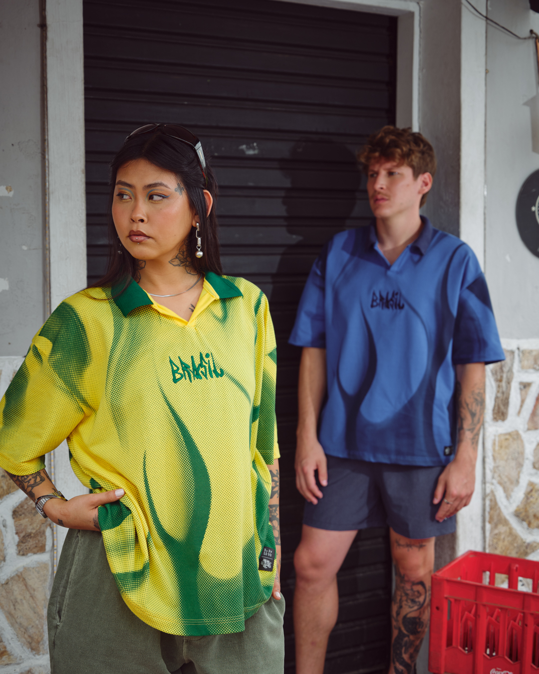 Structured polo collar detail on the Brazil Hexa Shirt