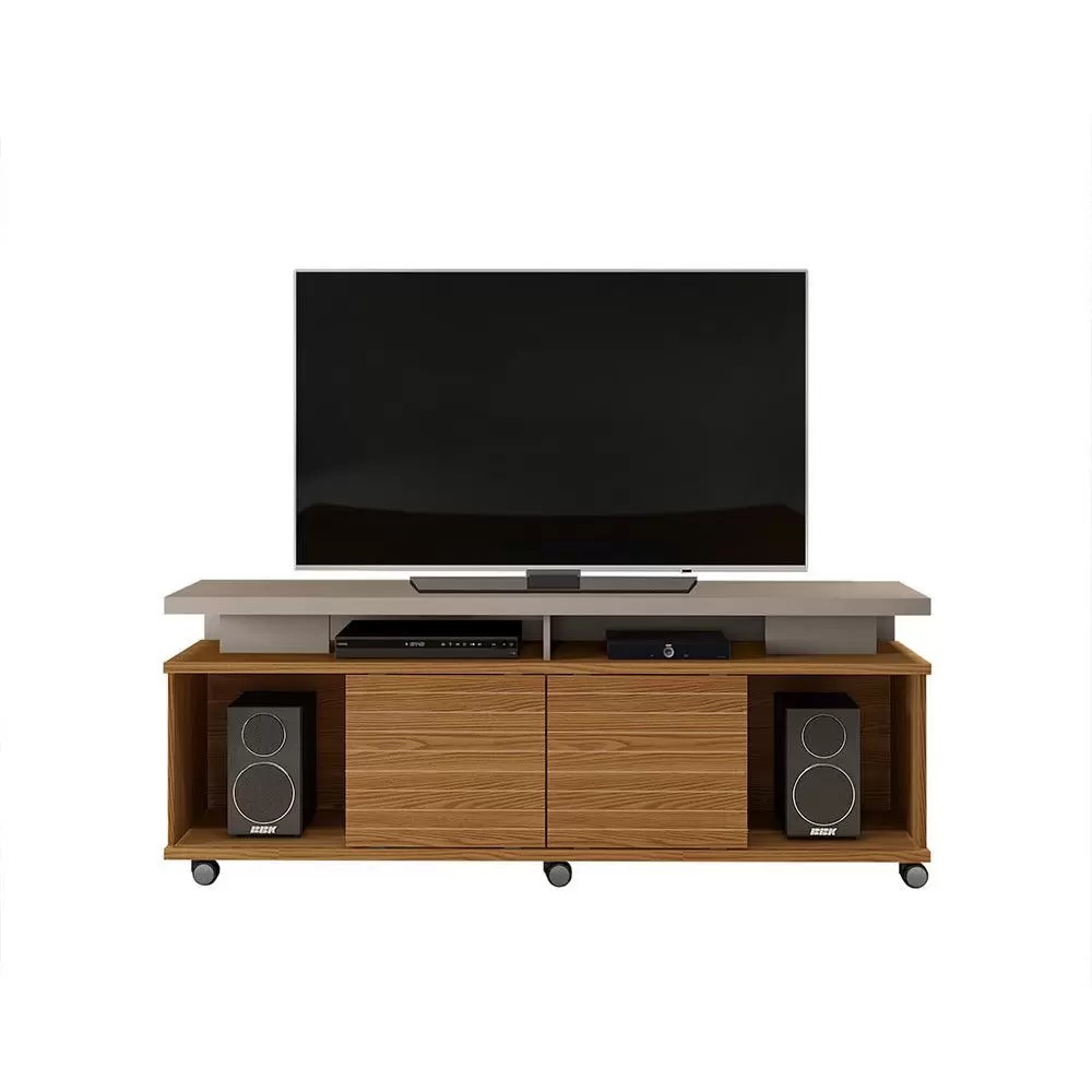 rack bancada para tv ate 70 polegadas cora dj moveis carvalho nobre griz frente
