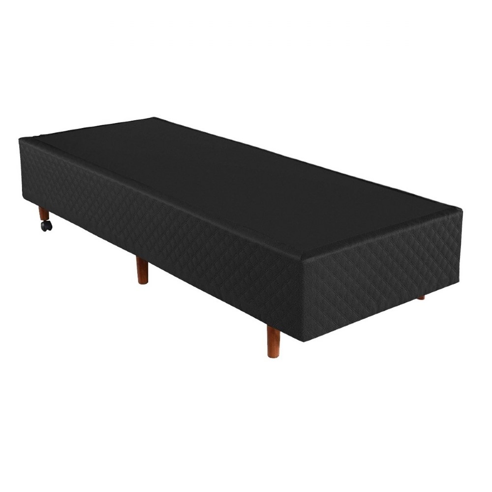 box base poliester preto quadriculado solteiro 88x188x28 cristasflex