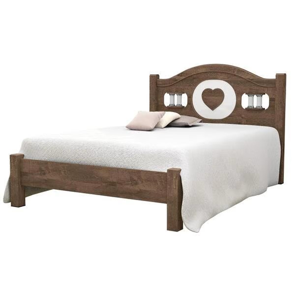 cama de casal coracao basoto castanho off white