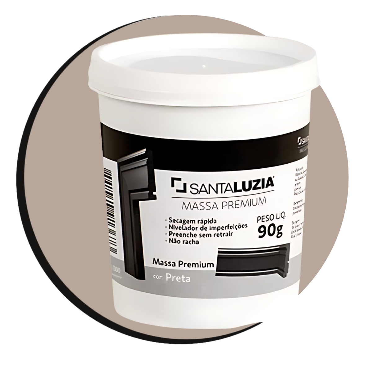 massa para acabamento flex preta pote 90g santa luzia