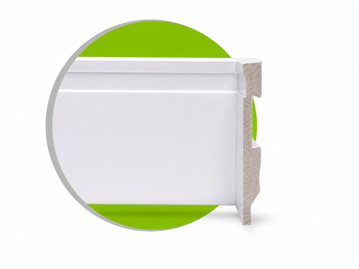 Rodap&eacute; de Poliestireno Branco Frisado com 12cm de Altura