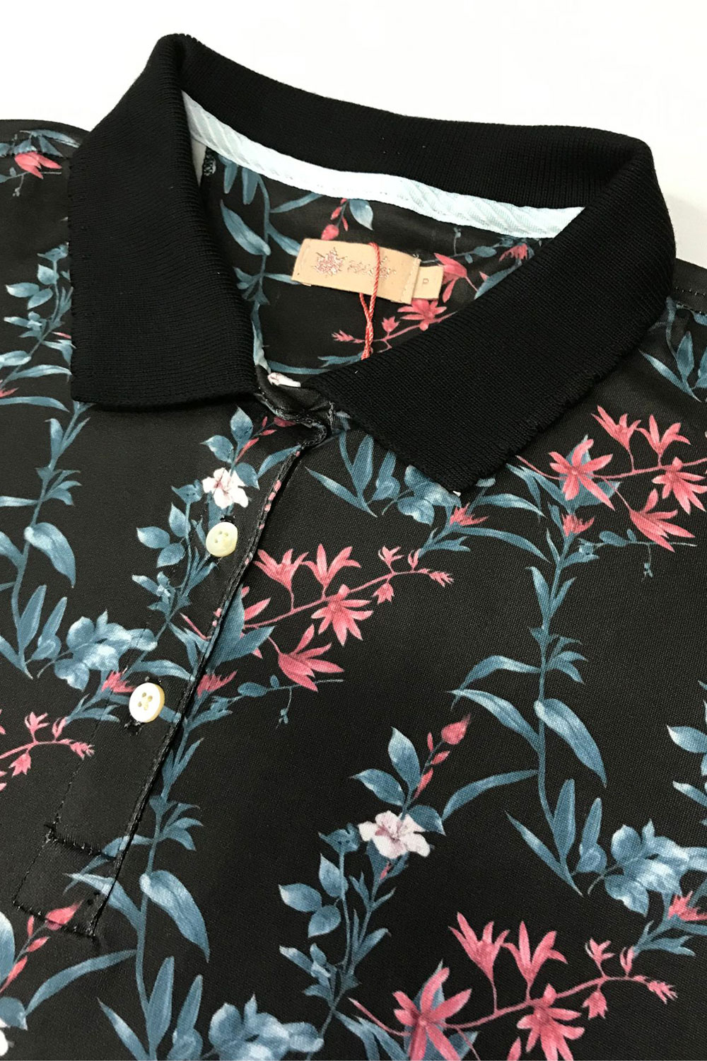 camisa femenina preto floral meia malha modal suede seeder se0102115 et0050