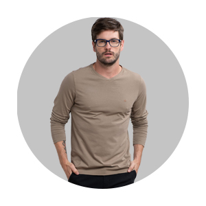 camiseta masculina slim fit manga longa meia malha marrom wolf se0401018 mr0020 1