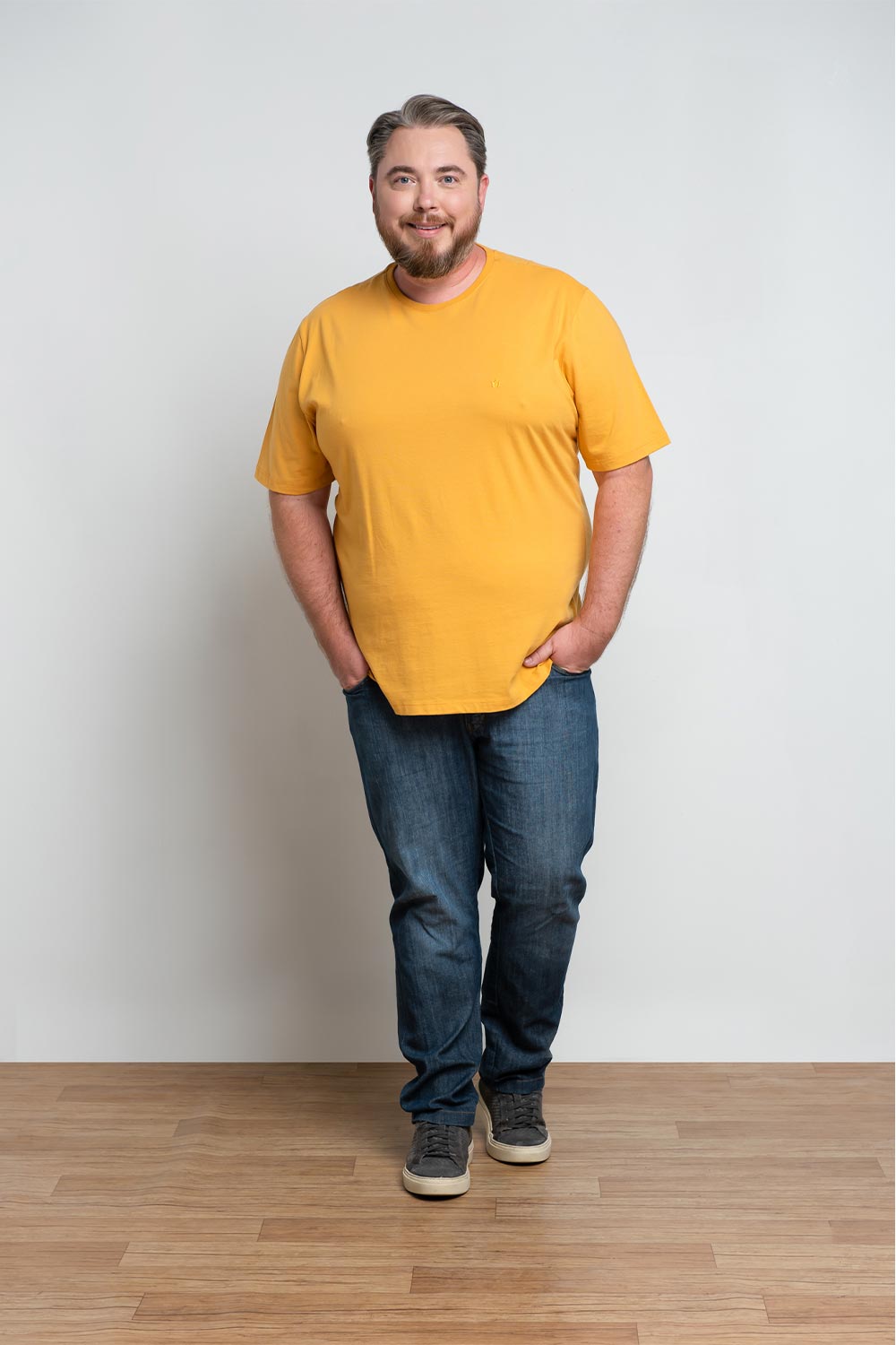 camiseta masculina plus size basica amarela se0305020 am0047 2